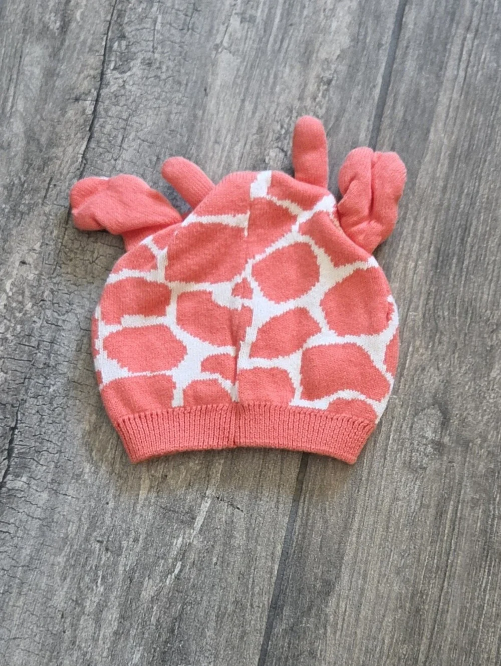 GAP Baby EUC 0-3 Months Coral Hoodie, Striped Pants and Giraffe Sweater Hat